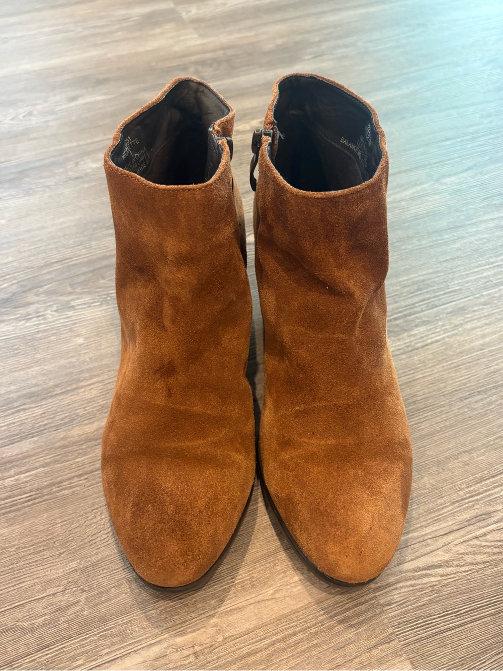 Nicole Suede Ankle Booties in Cognac Brown